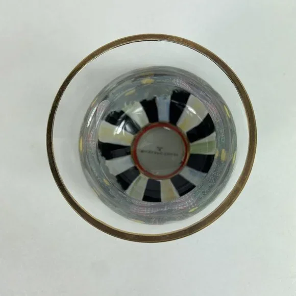 Mackenzie-Childs Evergreen Painted Glass Water Goblet Footed Dessert Christmas - Picture 7 of 7